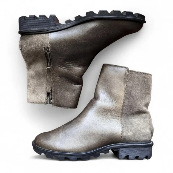 Sorel Phoenix Zip Boots Women's 9 Olive Green Leather Suede Waterproof Winter - Picture 4 of 16